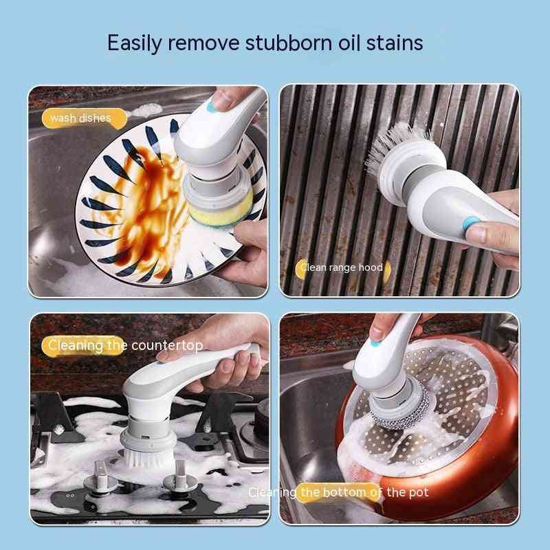 Electric cleaning brush 4 in 1 spinning scrubber with multiple brush heads
