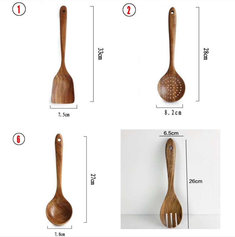 Natural wooden spoon and ladle made from Thailand teak