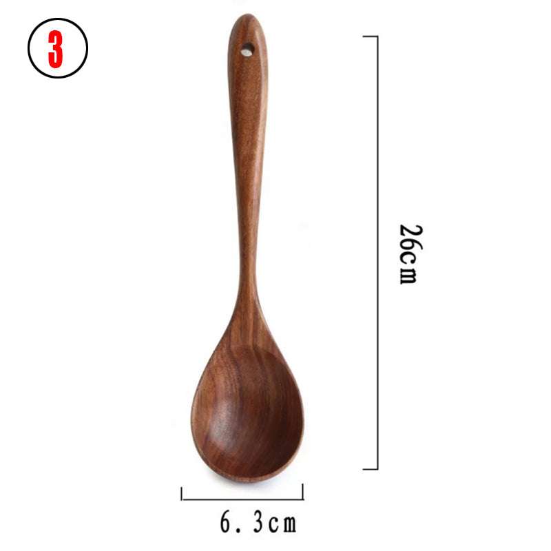 Thailand teak wooden tableware set with spoon and ladle