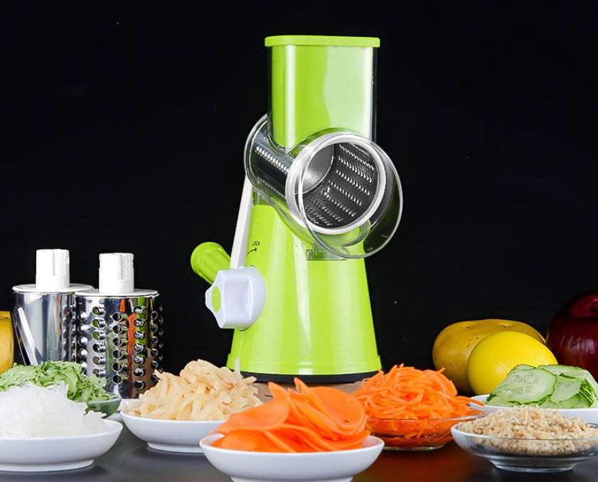 Hand-crank round vegetable cutter