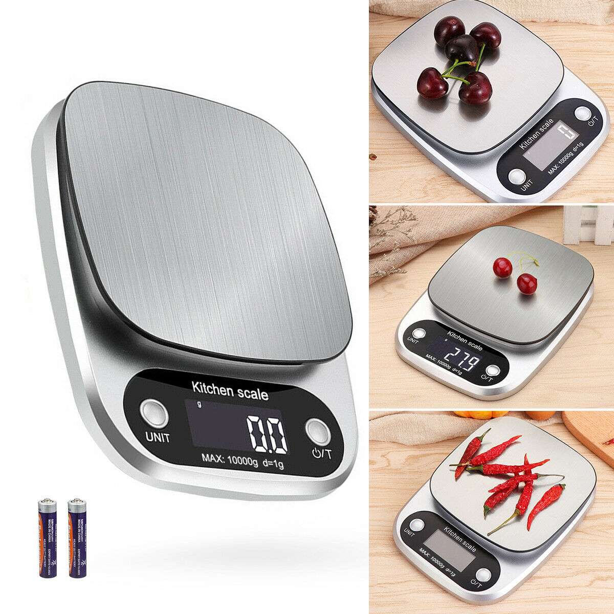 Digital cooking scale with flat platform

