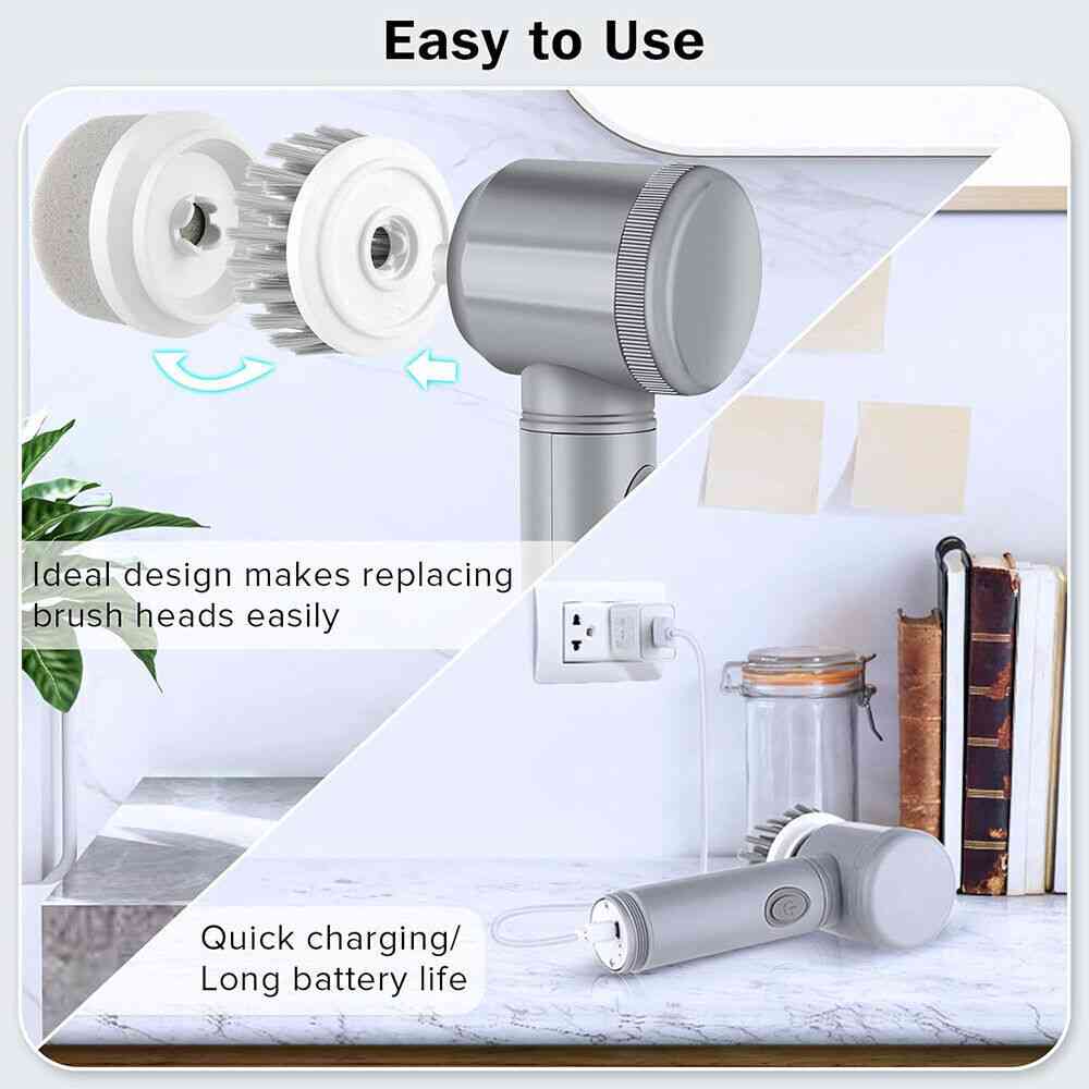 Electric cordless spin scrubber brush for deep home cleaning