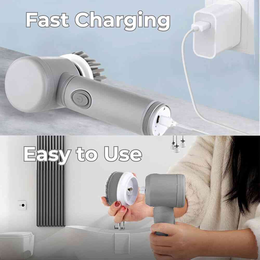 Electric cordless spin scrubber cleaning brush for home surfaces