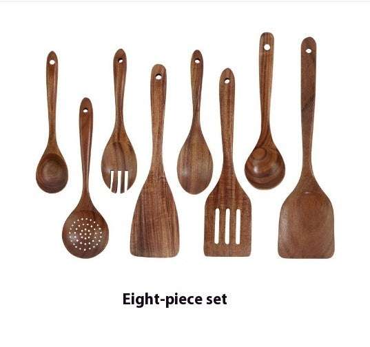 Teak kitchen spoon and ladle set natural wood finish