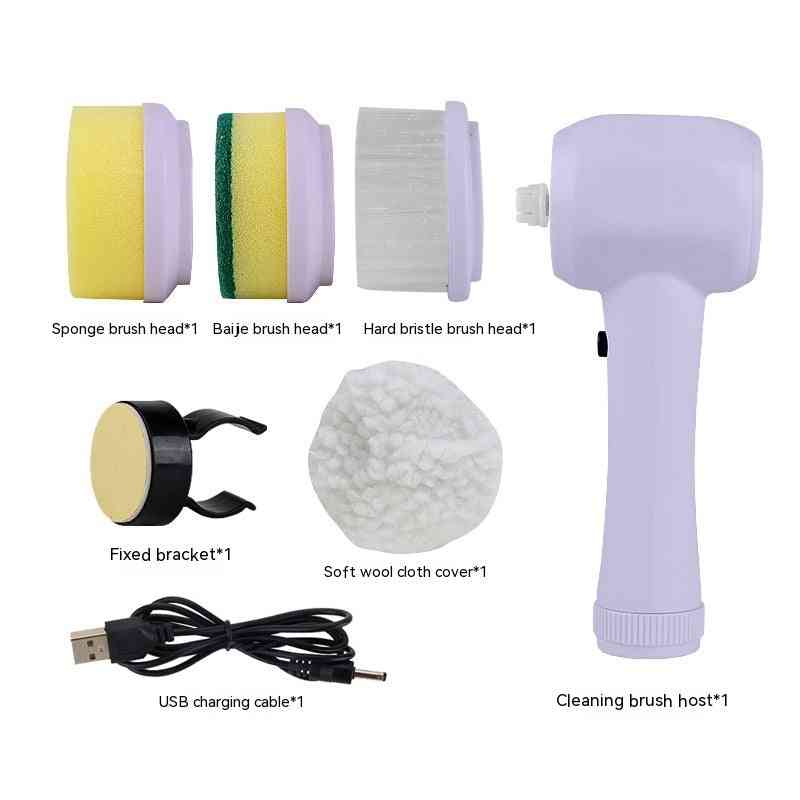 Electric cleaning brush 4 in 1 spinning scrubber with multiple brush heads