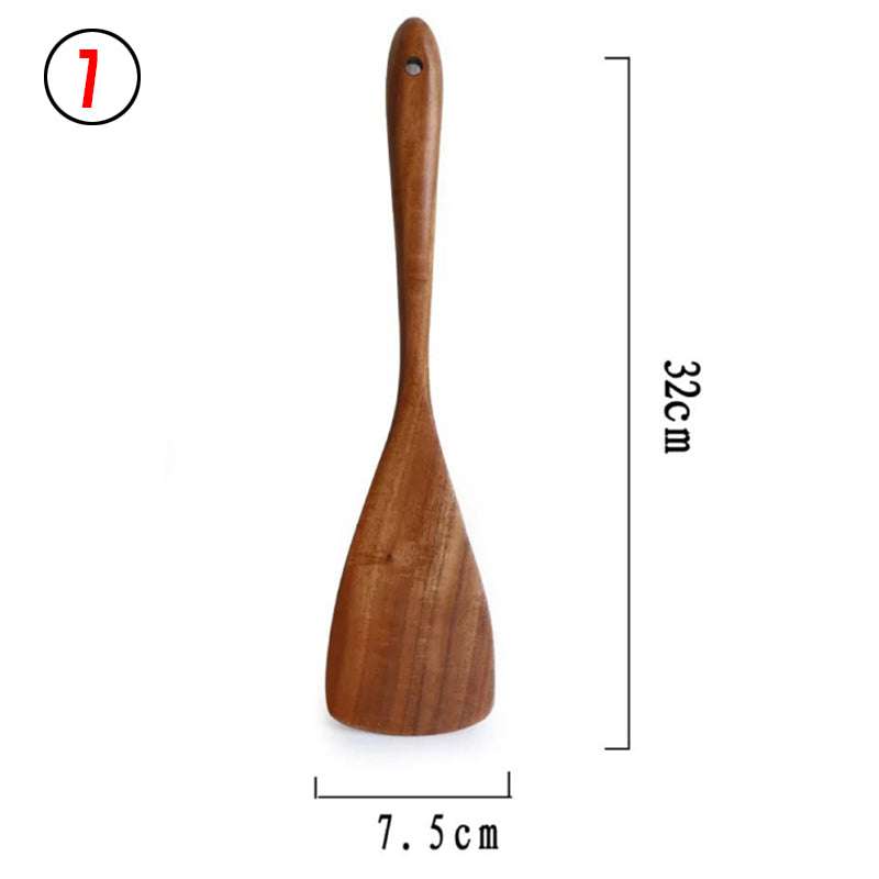 Teak kitchen spoon and ladle set natural wood finish