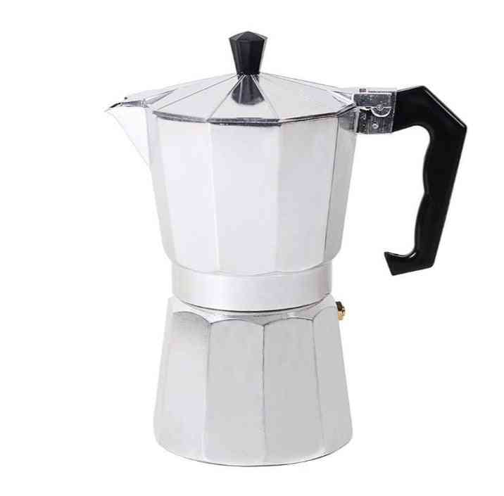 Standard Aluminum Mocha Pot – Classic Stovetop Coffee Maker with black handle, ideal for brewing rich, flavorful coffee at home.