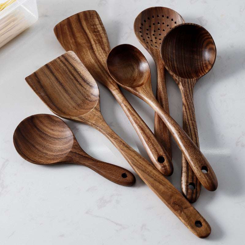 Durable Thailand teak wood cooking spoon and ladle