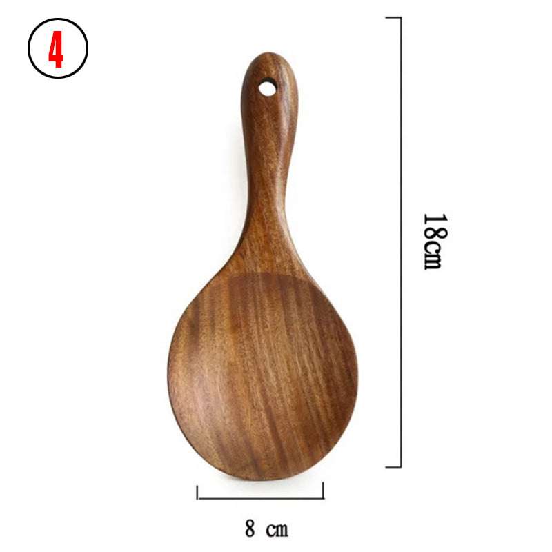Teak wood tableware spoon ladle set handcrafted