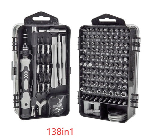 Screwdriver Tool Set Combination Repair Screwdriver with precision bits in a compact black case. Ideal for electronics, home repairs, and DIY tasks.