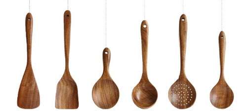 Long-lasting teak wood spoon and ladle tableware