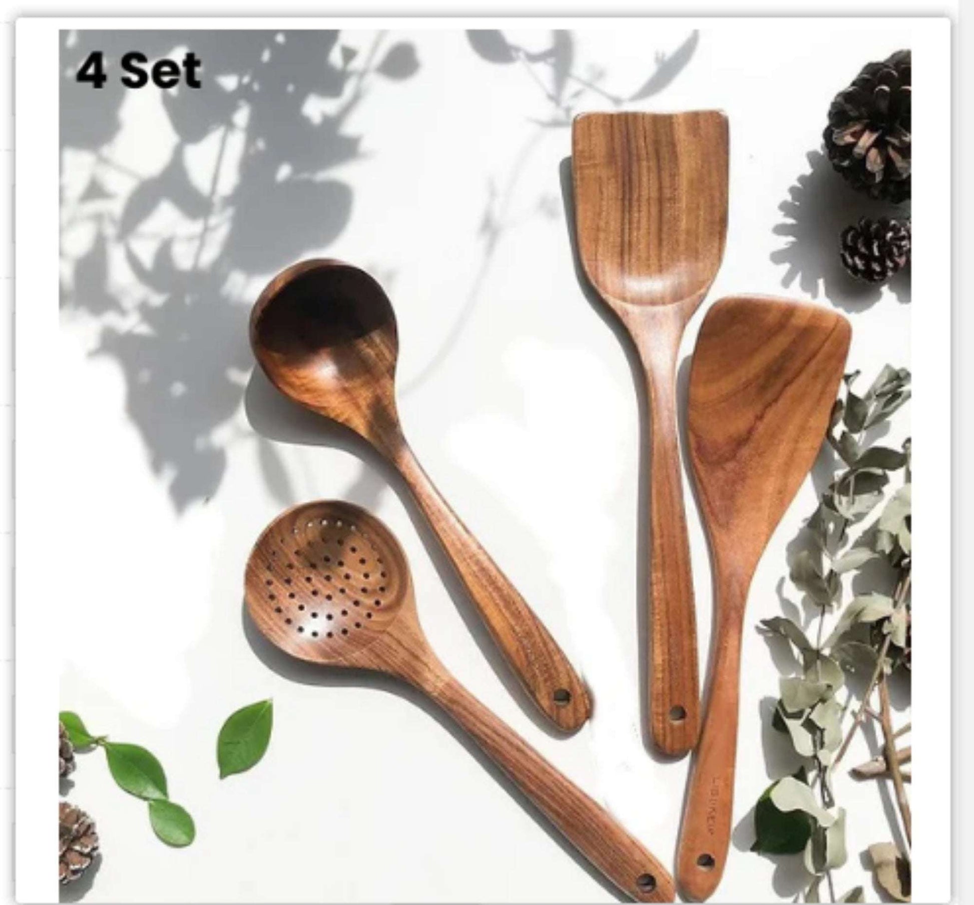 Thailand teak wooden tableware set with spoon and ladle