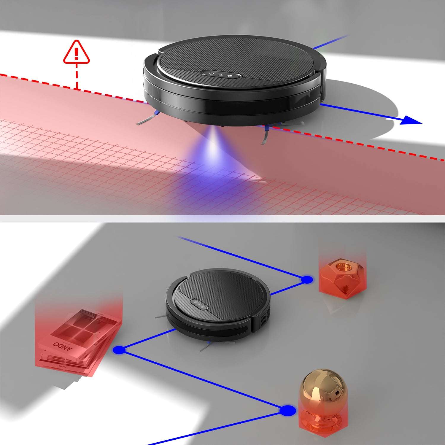 Automatic robot vacuum and mop with strong suction and slim body