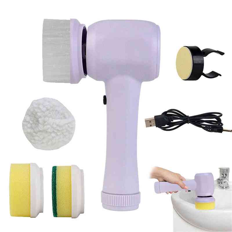 Electric cleaning brush 4 in 1 spinning scrubber with multiple brush heads