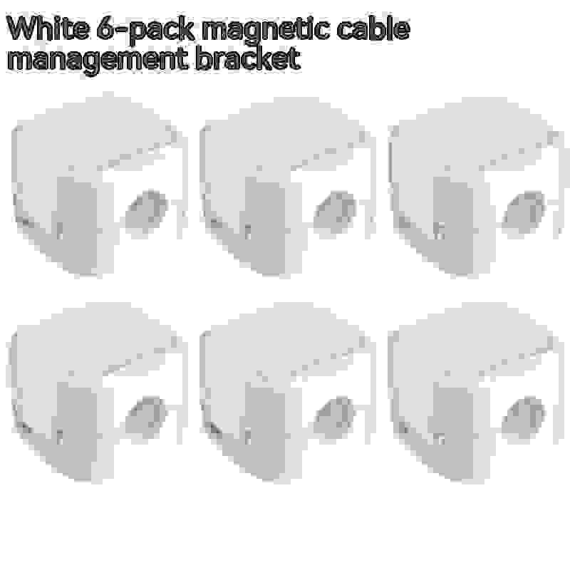 Magnetic Cable Clip – Under Desk Cable Management Organizer shown holding USB, Lightning, and Type-C cables securely in sleek black holders.