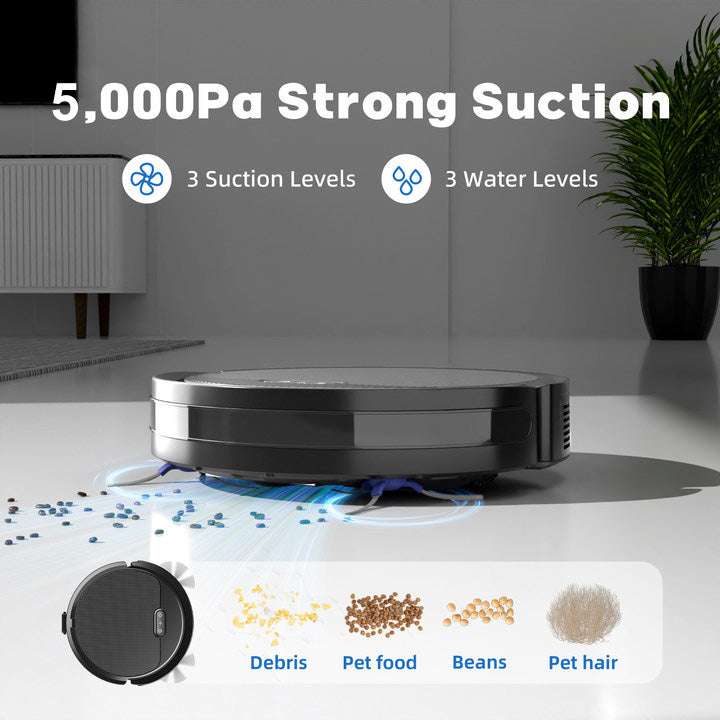 High-power 5000Pa robot vacuum and mop with smart cleaning