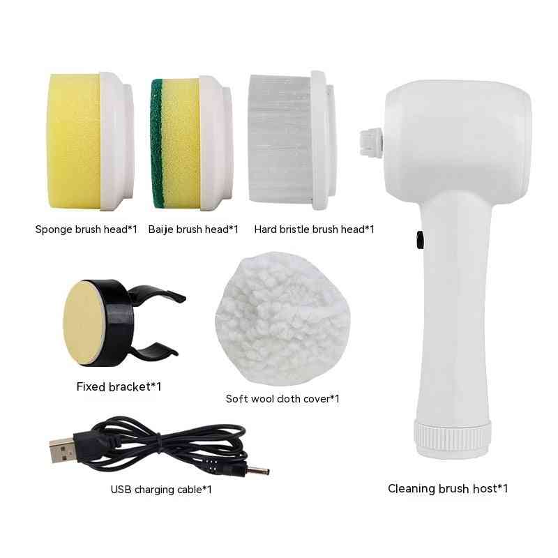 Electric cleaning brush 4 in 1 spinning scrubber with multiple brush heads