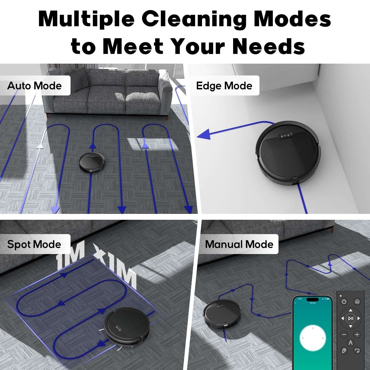 Robot vacuum and mop with 120-minute runtime and auto charging